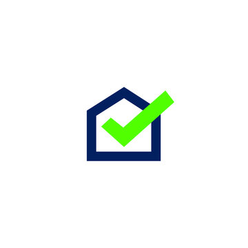 Home checkmark simple icon vector logo design. Renovation and maintenance home logo design.