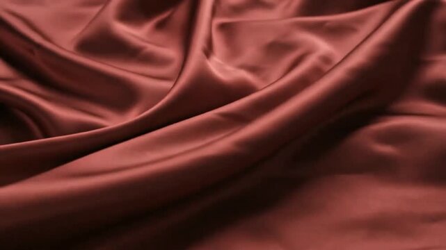 Soft flowing red silk fabric folds ripple and undulate slowly in an elegant looping background.