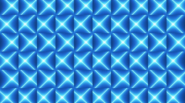 Glowing Blue Neon Diagonal Cross Pattern Loop Animation | Geometric Motion Graphics Background | 4K Seamless VJ Overlay Stock Video Footage for Video Editors.
