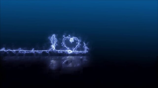 Animated video of glowing line art with the words Love and a heart sign
