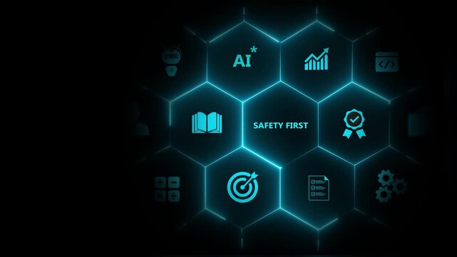 Safety first and work safety concept. Safety at workplace, safety first, protections, health, regulations and group insurance. Working standard process. Zero accidents. Operational excellence concept