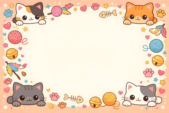 international cat day cute cat border background with copy space