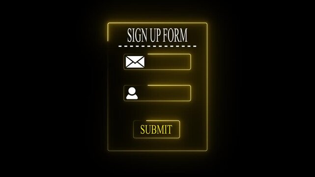 Green sign up form interface concept on the transparent background. Perfect for user registration, account creation and digital 4k animation.