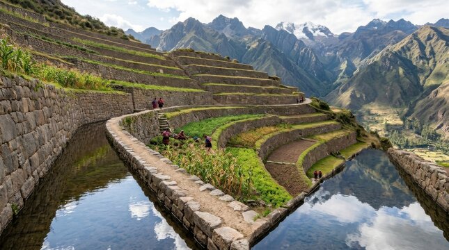 Traditional Agricultural Paddy Terraces Layout with Symmetrical Water Catchment Blocks