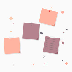 Minimalist sticky notes collection, four pastel pink and purple memo pads, blank paper for reminders and messages, modern graphic resource for organization and planning © Khalid