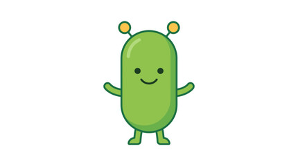Naklejka premium Green Capsule Bacteria Character With Antennae For Healthcare Medical Design