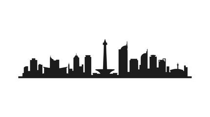 Obraz premium Jakarta Skyline Silhouette Vector Illustration - Indonesia Cityscape