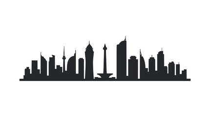 Obraz premium Jakarta Skyline Silhouette, Indonesia Cityscape Vector Illustration