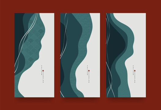Packaging templates japanese style background fabric luxury or premium products. Asian pattern art design.