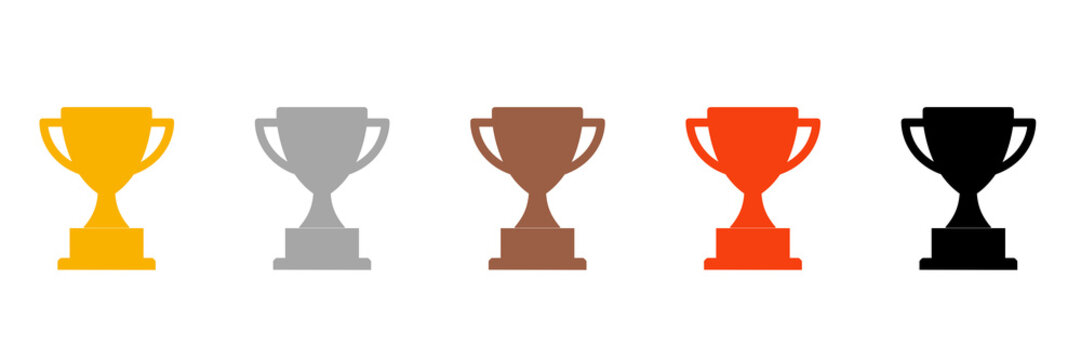 Trophy cup icons set