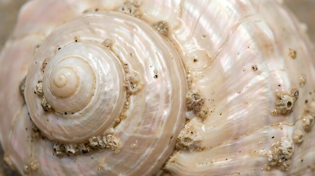 Detailed macro view of seashell spiral texture with natural growth