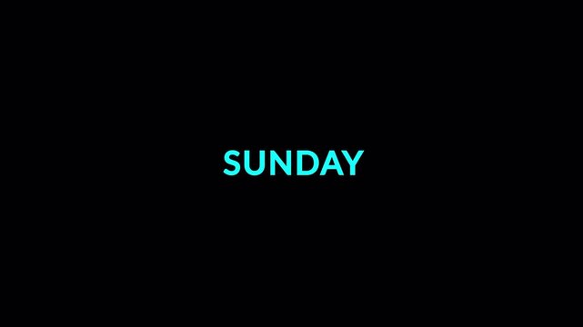 Monday to Sunday Days of the Week Scrolling Text Animation on Transparent Background. Weekday Names Vertical Scroll Animation in 4K .7 Days of the Week Text Transition  ,Weekly Calendar Animation