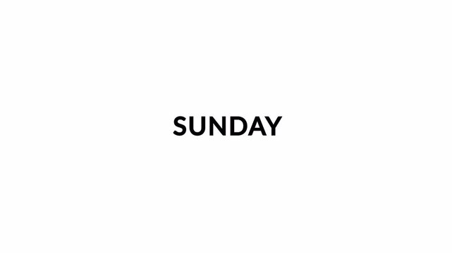 Monday to Sunday Days of the Week Scrolling Text Animation on Transparent Background. Weekday Names Vertical Scroll Animation in 4K .7 Days of the Week Text Transition  ,Weekly Calendar Animation