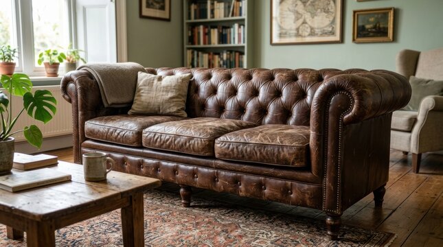 Vintage Old Couch on White Background, Isolated Furniture Piece or Comfortable Sofa A solitary background