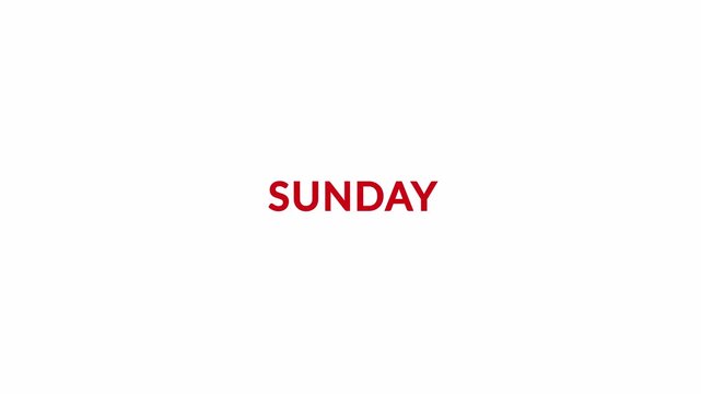 Monday to Sunday Days of the Week Scrolling Text Animation on Transparent Background. Weekday Names Vertical Scroll Animation in 4K .7 Days of the Week Text Transition  ,Weekly Calendar Animation