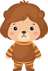 Cute cartoon bear cub character in striped outfit, isolated on white background © meli