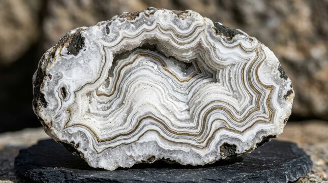 Layered beige gold and white textures in an elegant marble geode for with beige, gold