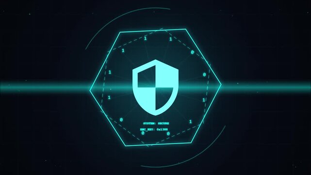 Digital Shield Icon Represents Cybersecurity Protection and Data Security.