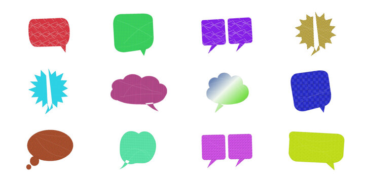 Colorful speech bubble and thought bubble icons set