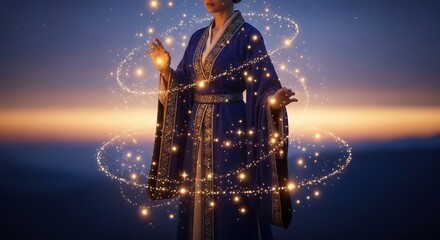 Naklejka premium Whispers of Starlight in Twilight's Embrace