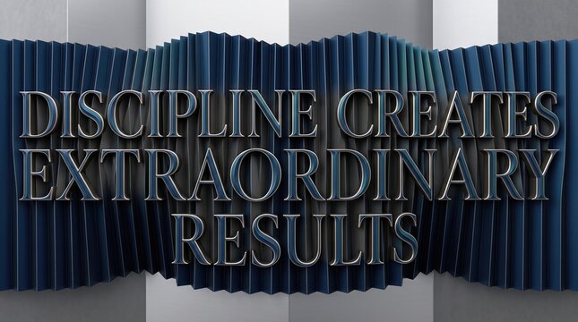 Discipline creates extraordinary results inspirational quote on wavy blue panel