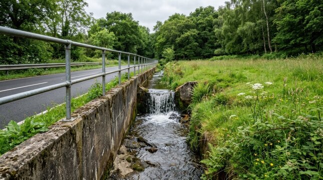 Horizontal concrete headwall for efficient drainage pipe beneath street storm culvert design facilitating below