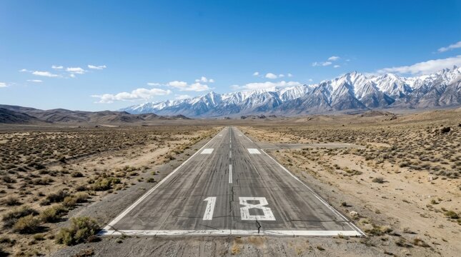 Scenic Ground with Clear Sky and Mountains Background for Vehicle/Product Placement. Copy A wide-angle