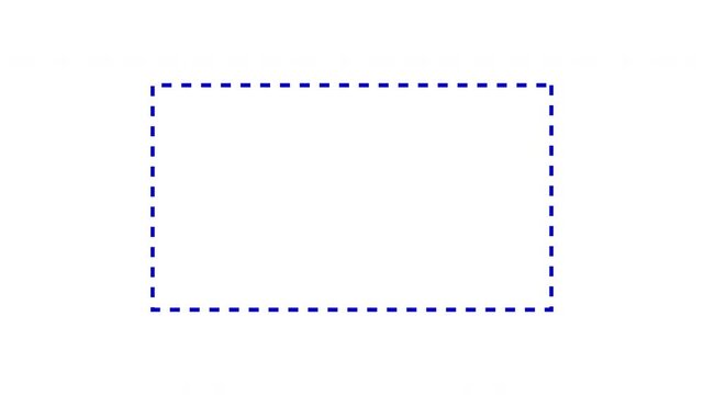 Modern design element with a blue dashed border shape, perfect for graphic design projects, presentations, or social media posts.