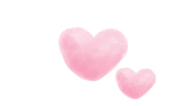 Watercolor-style animation of two hearts: soft, gentle, and loving