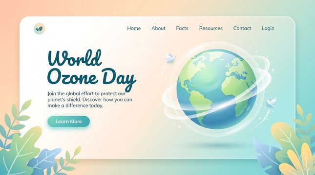 Minimalistic World Ozone Day website Landing Page advocating for ozone layer protection and a healthy planet