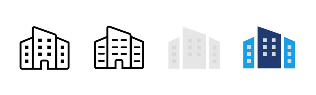 Office building icon representing business, corporate company and commercial real estate. Symbol of headquarters, enterprise, organization and urban architecture.