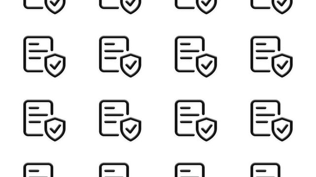 Seamless loop animation of document security icons, data protection and confidential information.