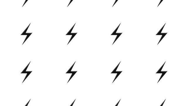Minimalist lightning bolt pattern animation moving vertically on clean white background wall.