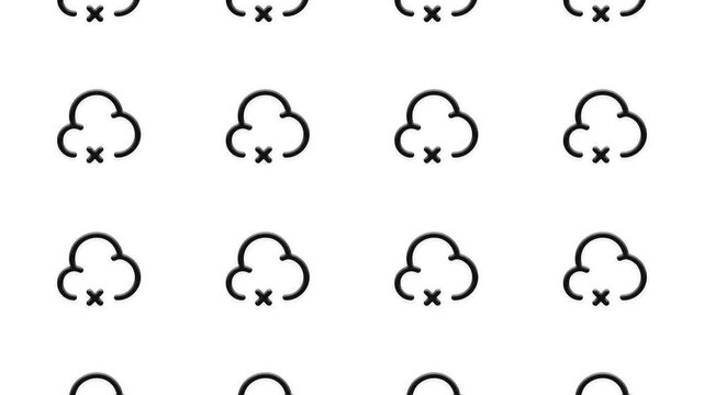 Minimalist cloud storage error icons scrolling vertically over plain white backround surface.