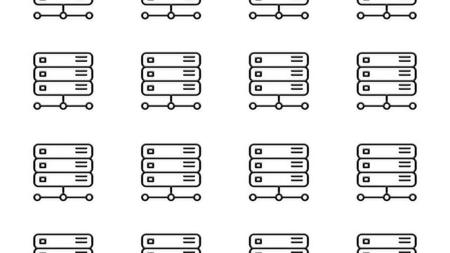 Abstract background featuring repeating server rack icons moving across screen digital pattern.