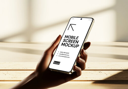 Handheld Phone Display Mockup