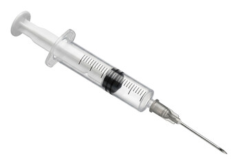 Fototapeta premium Professional sterile medical syringe with sharp hypodermic needle and clear isolated transparent background image