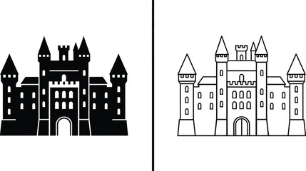 Fototapeta premium Castle with Towers and Windows in Two Different Styles