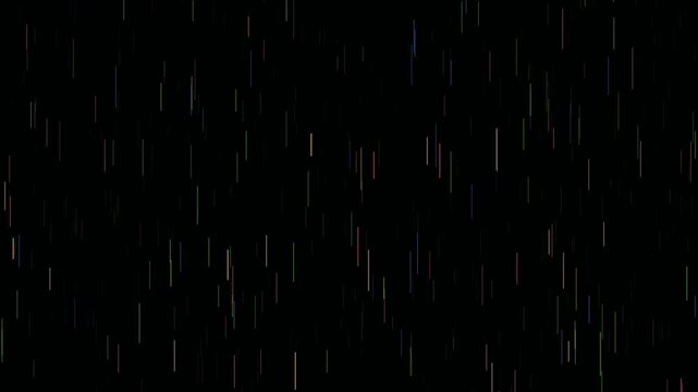 A seamless loop of faint multicolored streaks falls vertically against a pitch black background