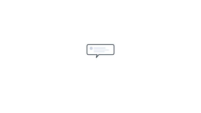A comment bubble opens, a smaller indented reply bubble slides beneath it, and a
connecting thread line draws between them.