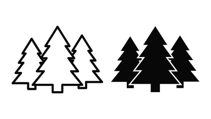 Obraz premium Set of pine tree icons, spruce forest symbols, vector illustration