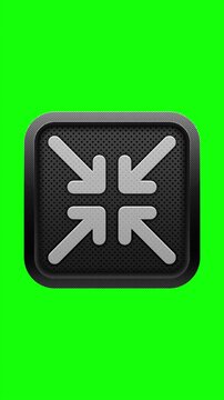 3D Inward Arrows Compress Icon on Green Screen Button