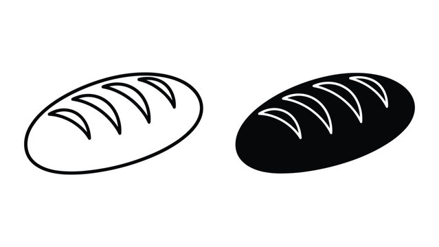 Set of bread icons, outline and silhouette style, vector illustration