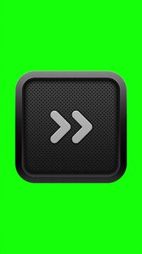 3D Double Chevron Right Icon on Green Screen Button