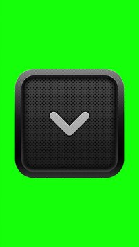 3D Thick Down Arrow Icon on Green Screen Button