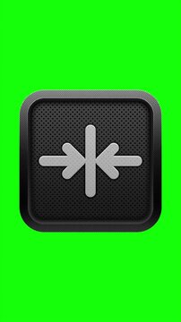 3D Inward Vertical Line Alignment Icon on Green Screen Button