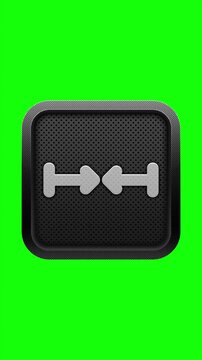 3D Inward Horizontal Arrows to Center Bars Icon on Green Screen Button