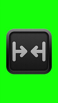 3D Inward Horizontal Collapse Bars Icon on Green Screen Button