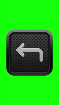3D Reply Curved Arrow Interface Icon on Green Screen Button