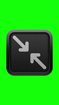 3D Inward Corner Resize Arrows Icon on Green Screen Button